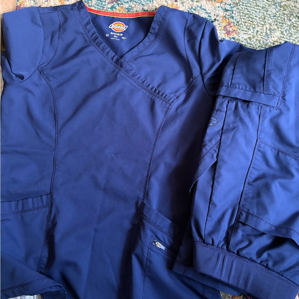 Dickies Navy V-Neck Scrub Top